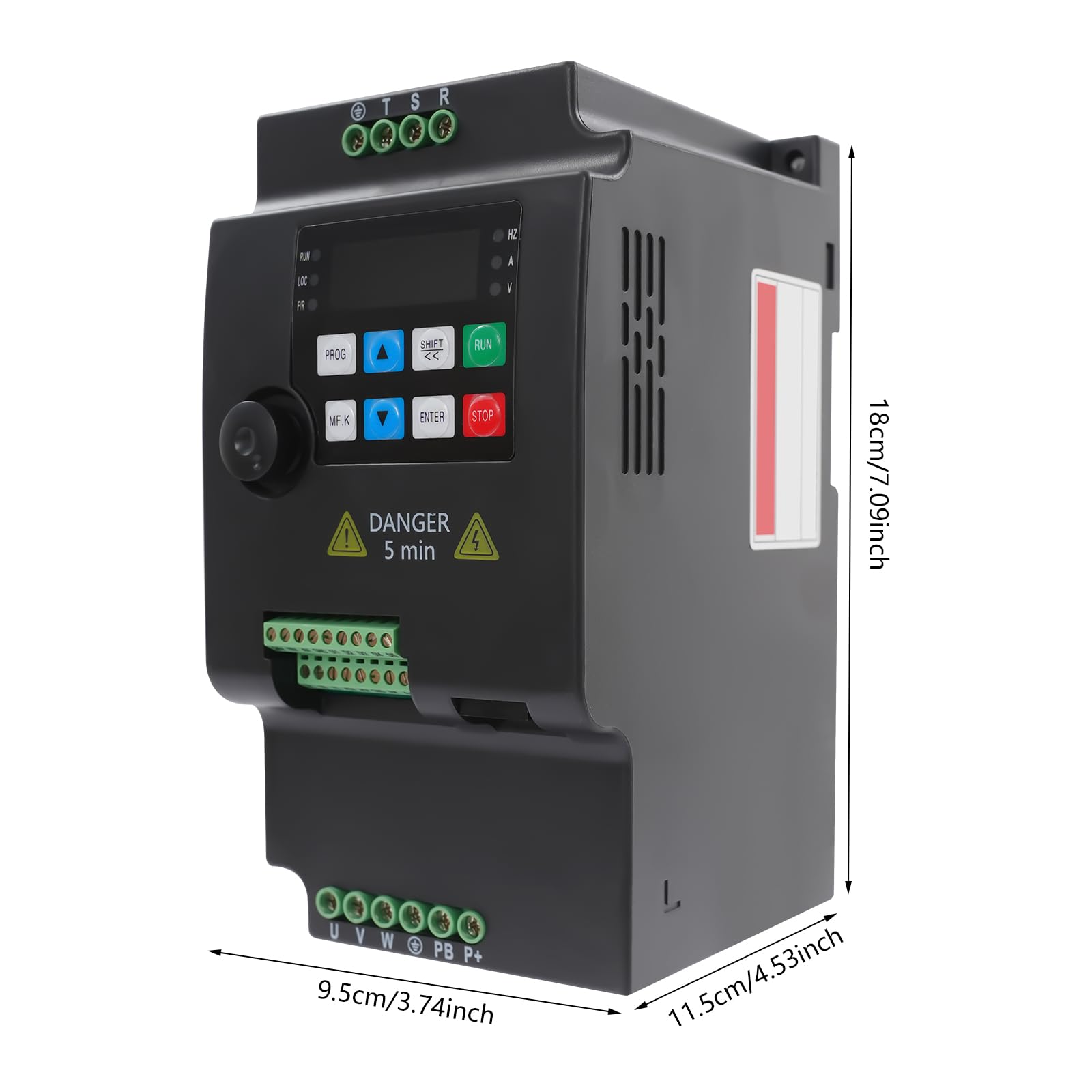 Convertidor de frecuencia de 5,5 kW, convertidor de 3 fases para control de motor industrial, 380 V entrada/salida, regulador de velocidad de alto par, adecuado para máquinas como bombas y