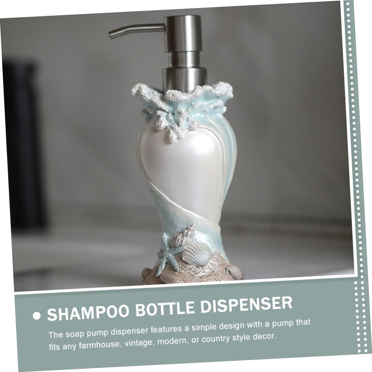 Dispenser di Sapone Liquido Decorativo in Resina Bianca Stile Mare Pompa Ergonomica da 200ml per Bagno e Casa Leggero e Funzionale