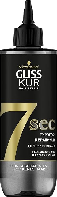 Gliss Kur 7 Sec Express-Repair kuracja Ultimate Repair (200 ml), kuracja do włosów naprawia włosy w ciągu zaledwie 7 sekund, dla 7 razy mocniejszych i 7 x mniej łamliwych włosów