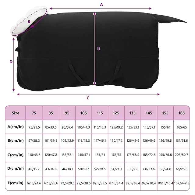 Foto 3 de 8 de vidaXL Manta para Caballo Negro 125 cm Forro Polar