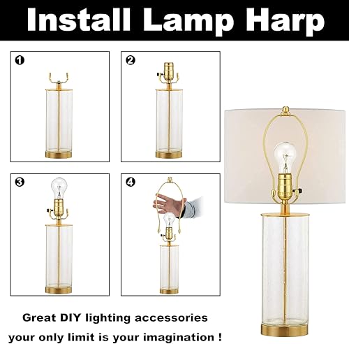 Miniatura 6 de Soporte de arpa desmontable de 9 pulgadas para lámparas de mesa y de pie, 2 juegos de soporte de pantalla de lámpara resistente con sillín estándar
