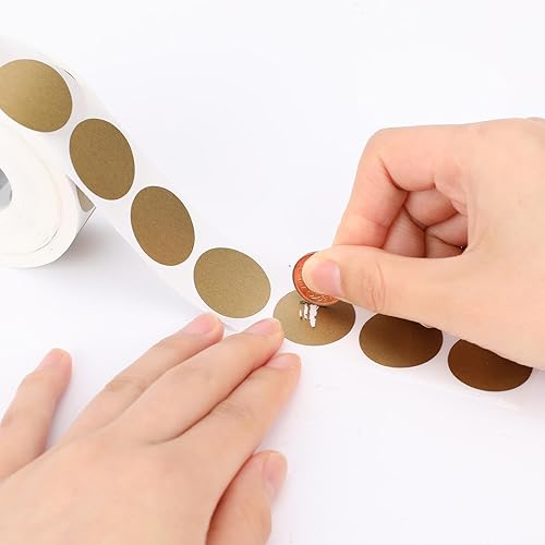 Miniatura 5 de 1000 calcomanías para rascar, redondas doradas, personalizadas, calcomanías para rascar, calcomanías para raspar para bricolaje, calcomanías