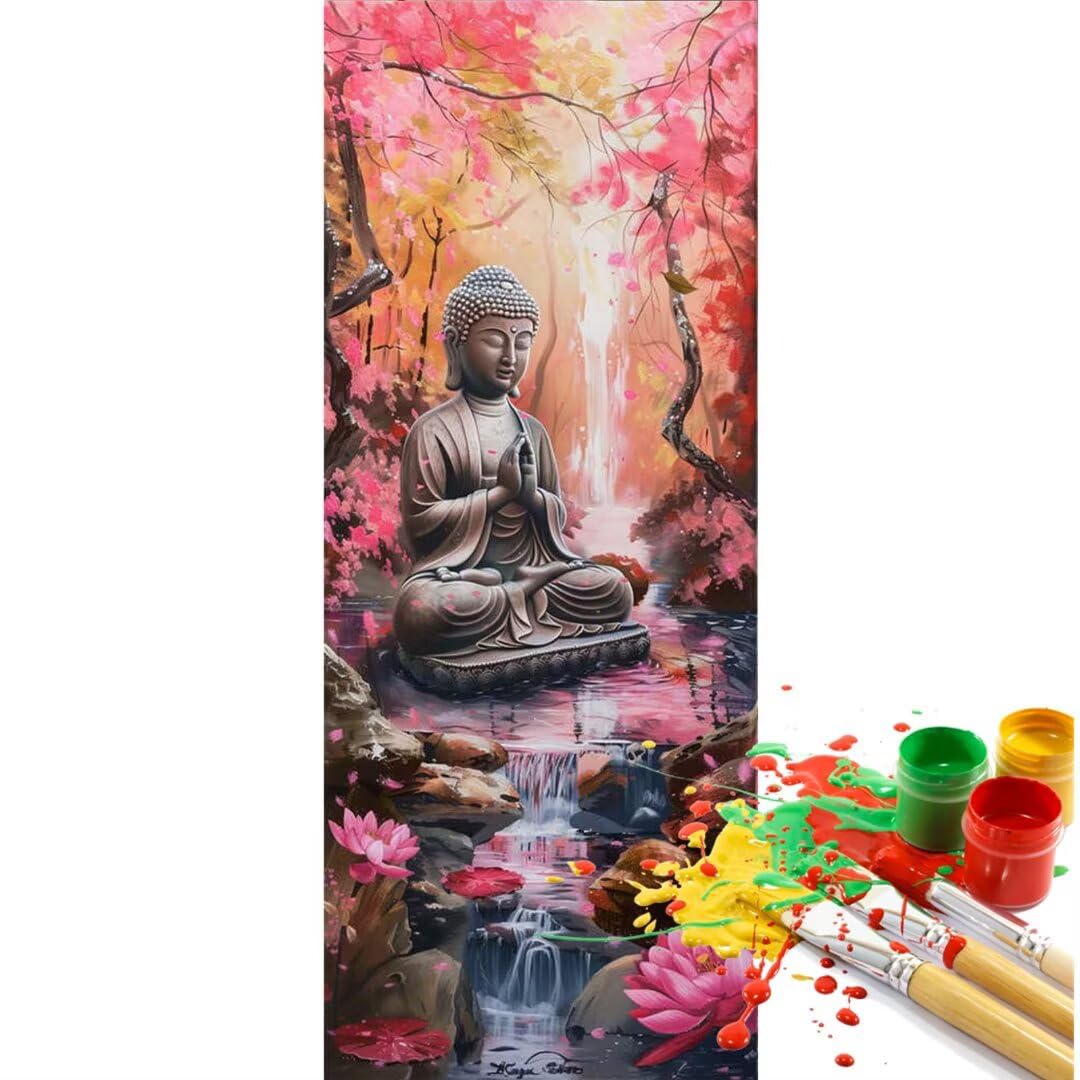 Peinture Numero Adulte Zen, Bouddha Peinture par Numero Adulte Grand Format 80 X 40 cm, DIY Kits de Peinture au Numéro Pigment Acrylique Paint by Numbers Pour Maison Décor, Cadeau, (Sans Cadre)-YH395
