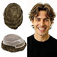 Vista 10 de Toupee - Sistema de cabello humano de repuesto con encaje frontal para hombre, extensiones de pelo tipo tupé mono PU para hombres