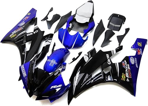 Miniatura 2 de STLPRO - Kit completo de carenado de plástico ABS blanco brillante y azul compatible con Yamaha 2006 2007 YZF600-R6 06 07 YZF-R6 Molde de inyección