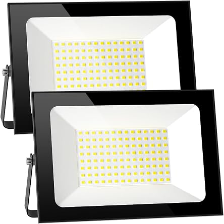 LED Floodlight Outdoor 2 Pack,100W 10000LM LED Flood Lights Outdoor,6500K Cold White Outside Light,IP66 Waterproof LED Security Light,LED Wall Light for Yard Garden Garage Patio Warehouse [Energy Class F]