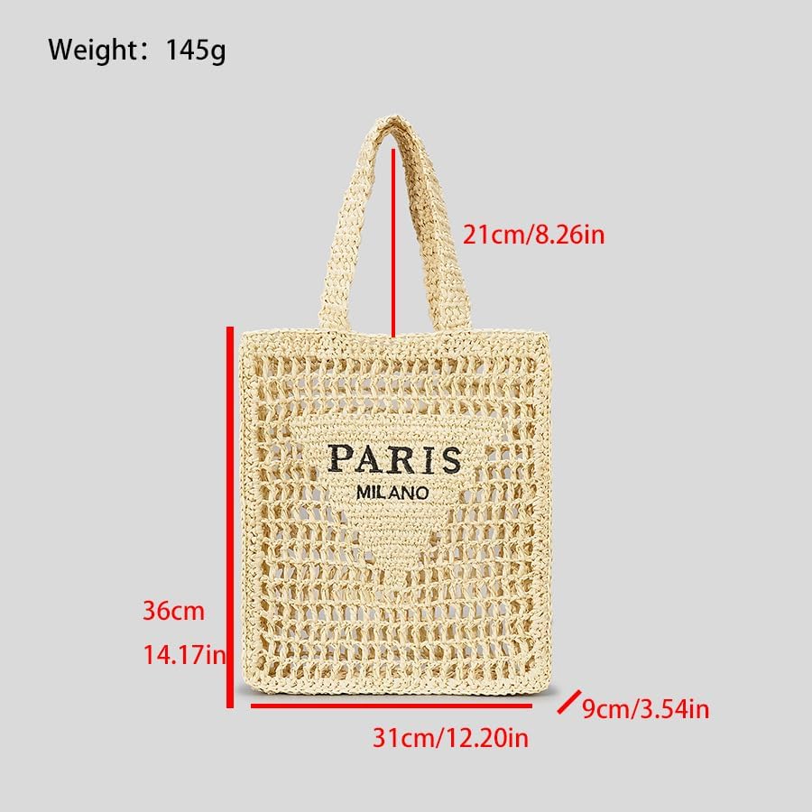 Straw Mesh Crochet Tote Bag for Women - Beach Bag with Woven Design - Image 6