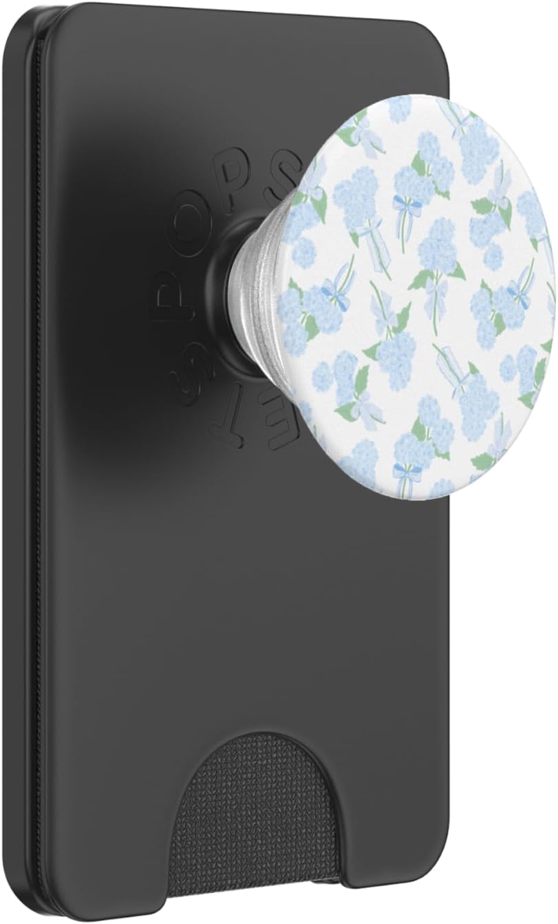 Preppy Coquette Hydrangeas and Bows in Pastel Blue PopSockets PopWallet for MagSafe