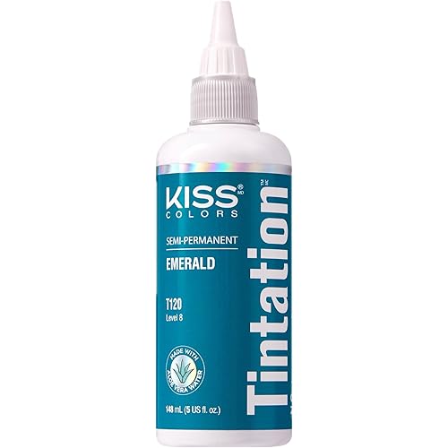 Red by Kiss Tintation Semi-Permanent Hair Color, Aloe Vera Water Based, Argan Oil, Olive Oil, Collagen & Keratin, Long-Lasting Color Dye (Emerald, 5 Fl Oz)