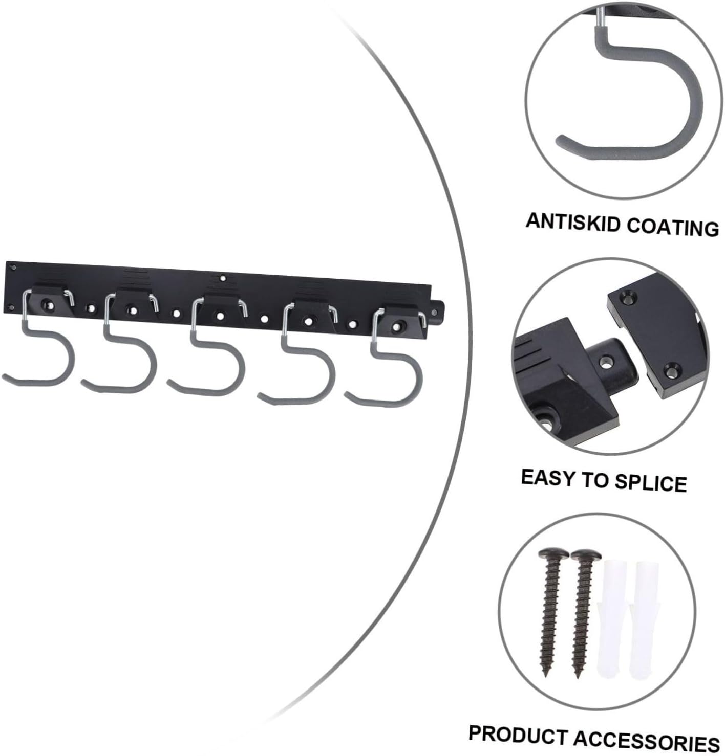 1set Heavy Duty Garage Tool Organizer Hooks Wall-Mounted Storage for Mops Brooms and Garden Tools for Garage Shed Basement