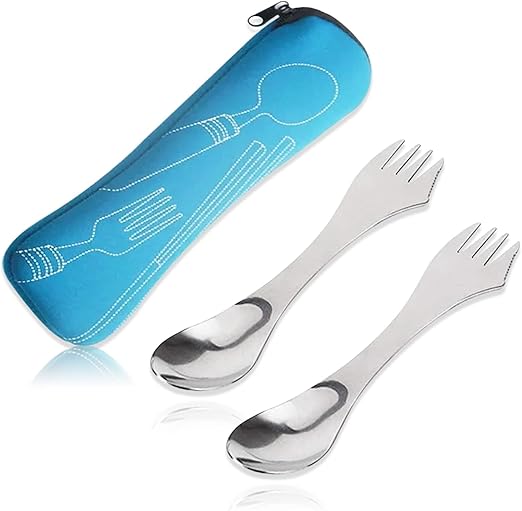 3 in 1 Spork Camping Cutlery,Portable Stainless Steel Sporks Camping