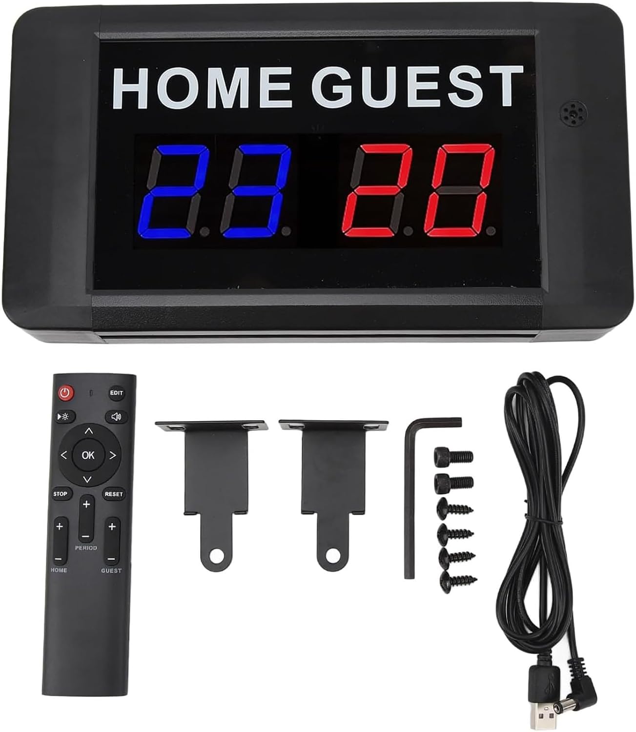 Digital Scoreboards, Digital Score Keeper with Remote Control, 10 Levels of Brightness Adjustable, 3 Levels of Adjustable Sound, for Basketball Billiards Badminton Game