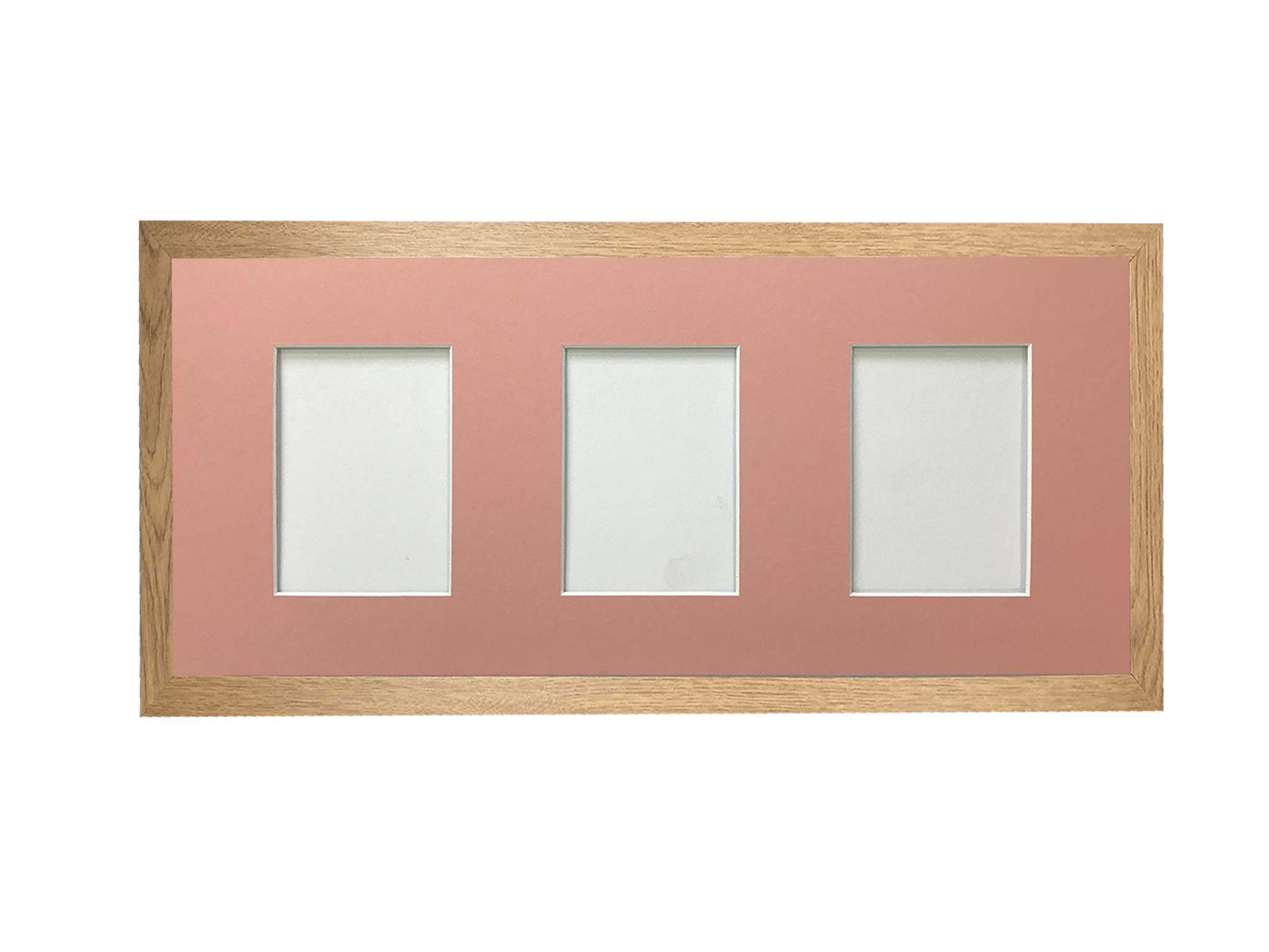 Decora tu salón con el marco de fotos de roble H7 de tres aperturas en tono rosa elegante