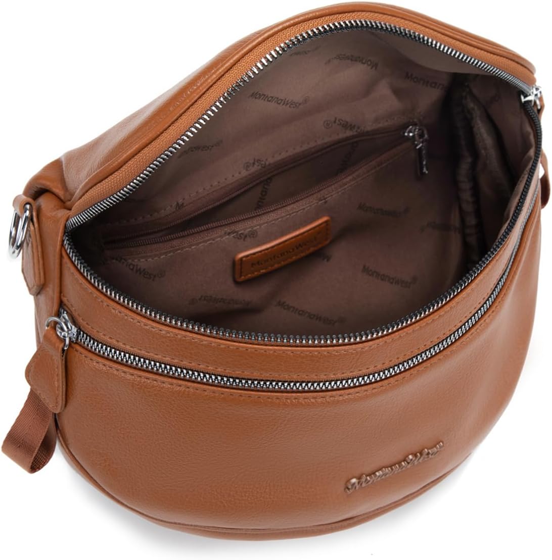 Montana West Crossbody Bags for Women Large Bum Bag Sling Belt Purse Fanny Packs with Adjustable Wide Strap