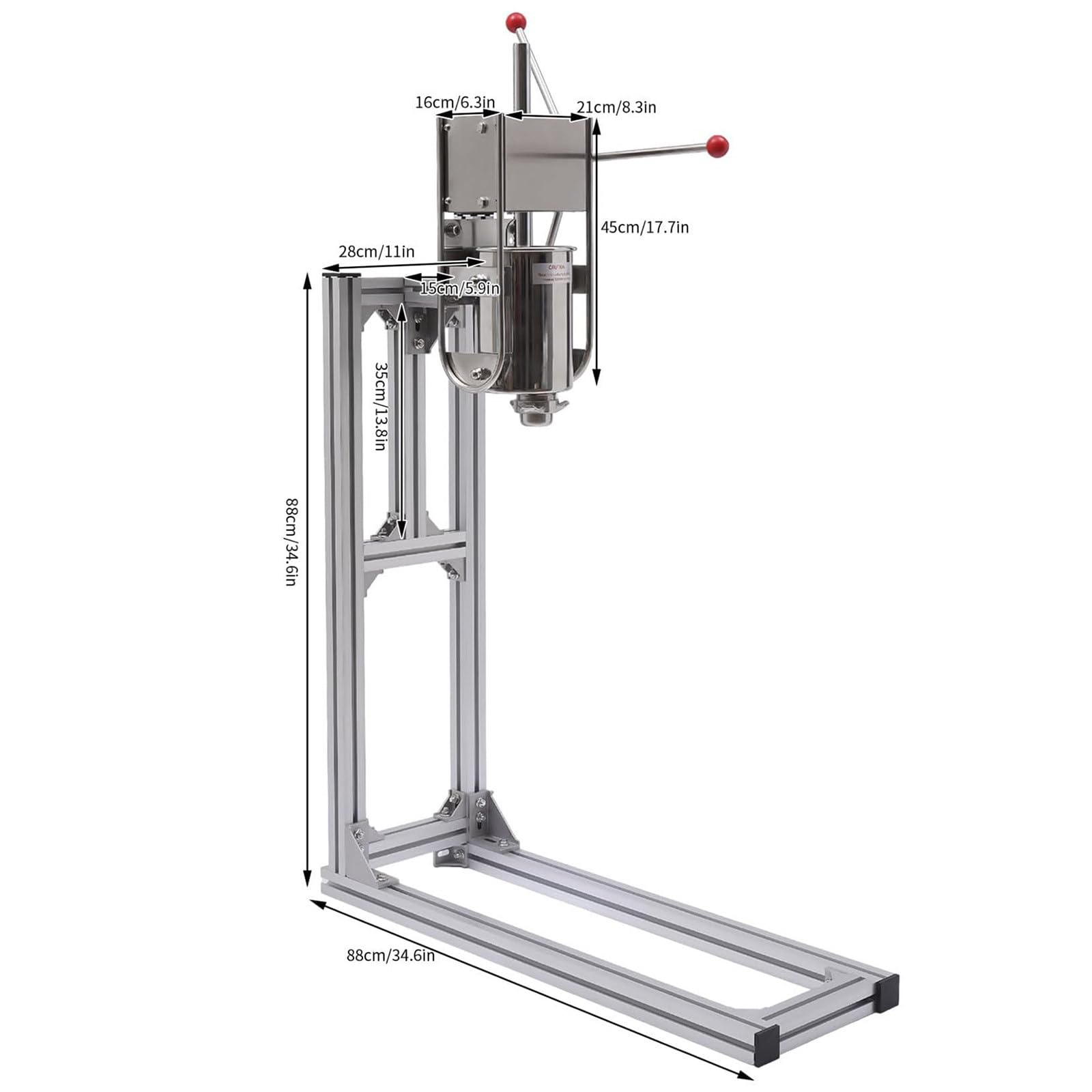 Machine à churros latine, 3L 5L 7L, en acier inoxydable, avec 6 buses, support de travail en forme de L, pour une utilisation professionnelle ou domestique,5L