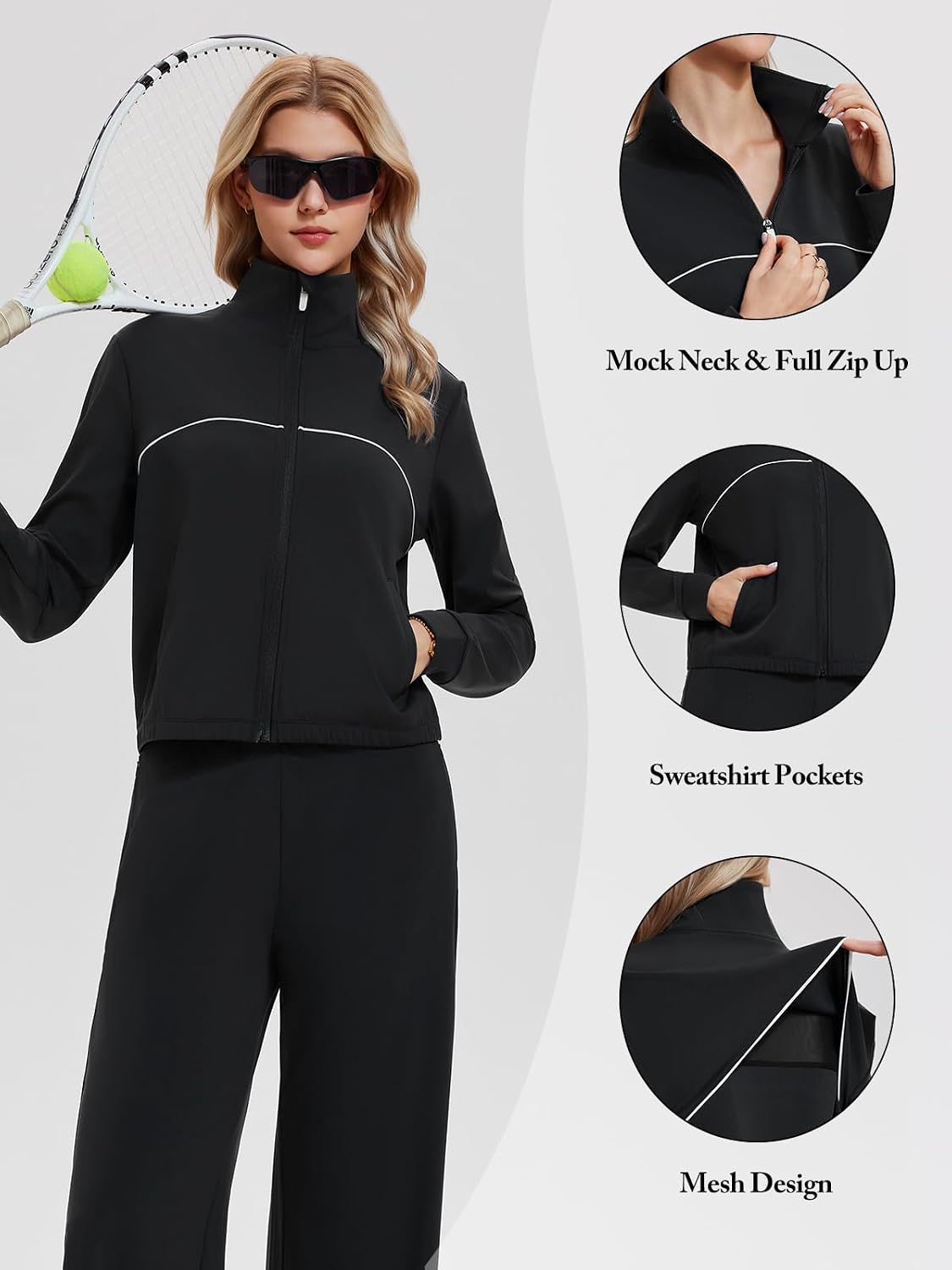 Airfree Women's 2 Piece Outfits Tracksuit Zip Up Long Sleeve Sweatshirt Wide Leg Sweatpant Matching Sets Lounge Set 2026