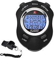 Vista 6 de Cronómetro, Cronómetro Digital con Cronometraje de 0.01 segundos y 0.001 segundos, Memoria de Metal para 10/100/400 Vueltas, Reloj Despertador