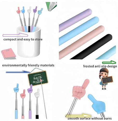 Miniatura 12 de Puntero retráctil para profesores en el aula, puntero extensible, mini dedo para lectura de dedos, dedo para niños, jardín de infantes, profesor