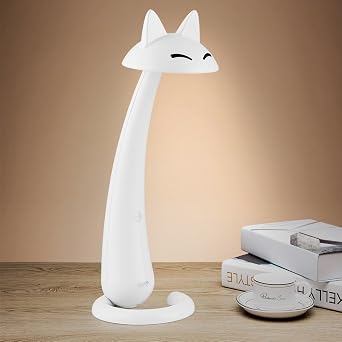L5308WH Uniware Professional Children LED Desk lamp, Dimmable LED Light, Unique Civet Design,Flexiable Tail, Perfect Gift,Long Lasting,8 W White for Kids, Christmas Gift, Birthday Gift