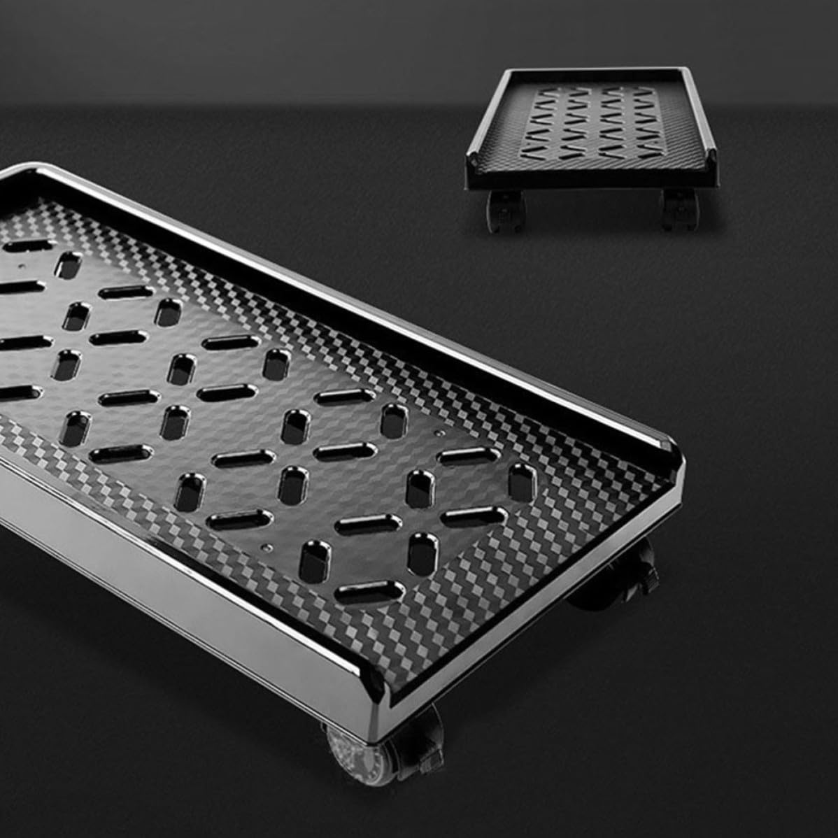 VANZACK Soporte Rodante y Columna Reforzada para CPU con Diseño de Esquinas Redondeadas y Ruedas con Freno, Base de Abs con 5 Orificios Radiantes para Oficina