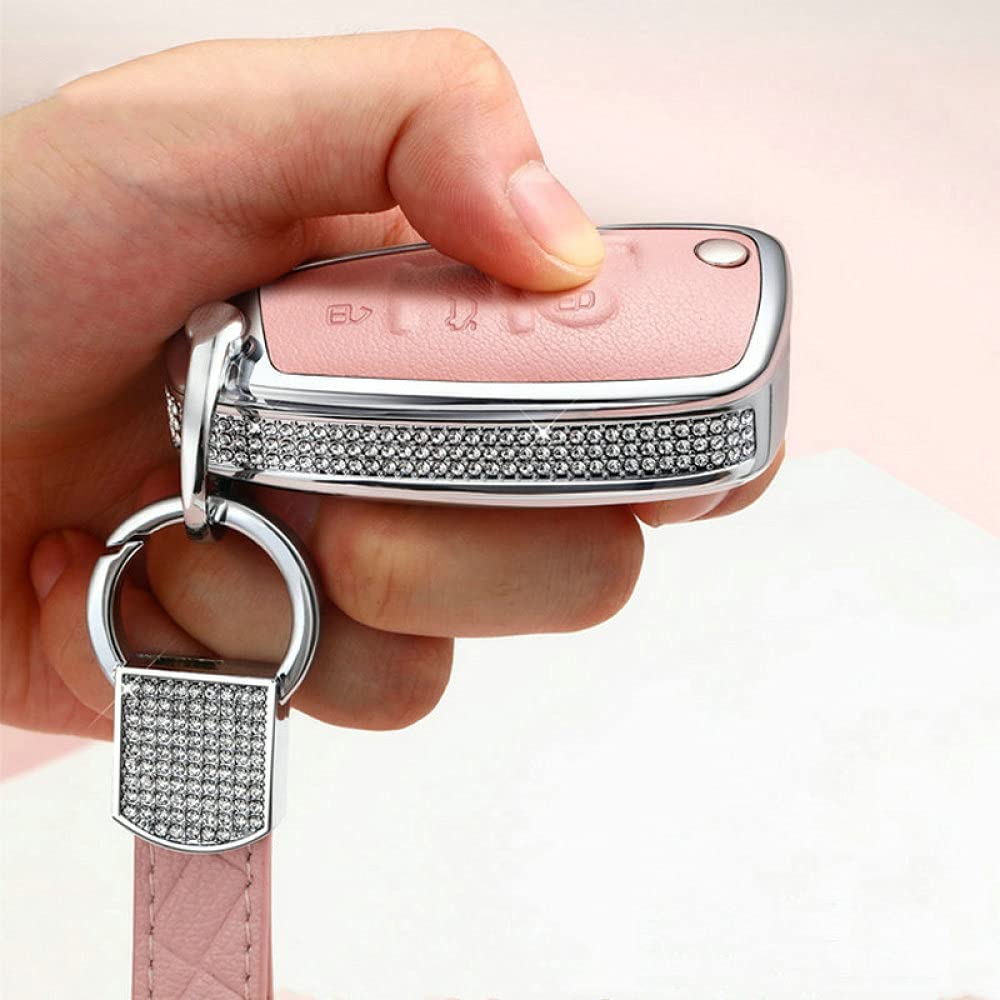 Soporte de protección para Mujer Funda para Llave de Coche Funda para Llave de Cuero Llavero Anillo para Llavero, Apto para Audi A1 A4 A3 A6 TT Q3 Q7 S3, Negro con llaveroB