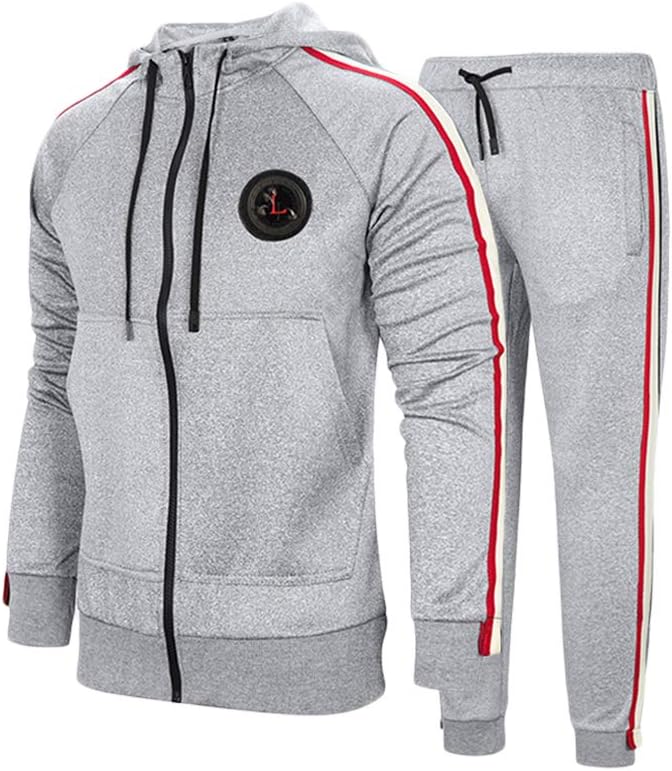 PASOK Men's Casual Tracksuit Set Long Sleeve Full-Zip Running Jogging Athleti...