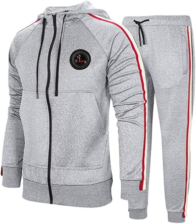 PASOK Men's Casual Tracksuit Set Long Sleeve Full-Zip Running Jogging Athletic Sweat Suits