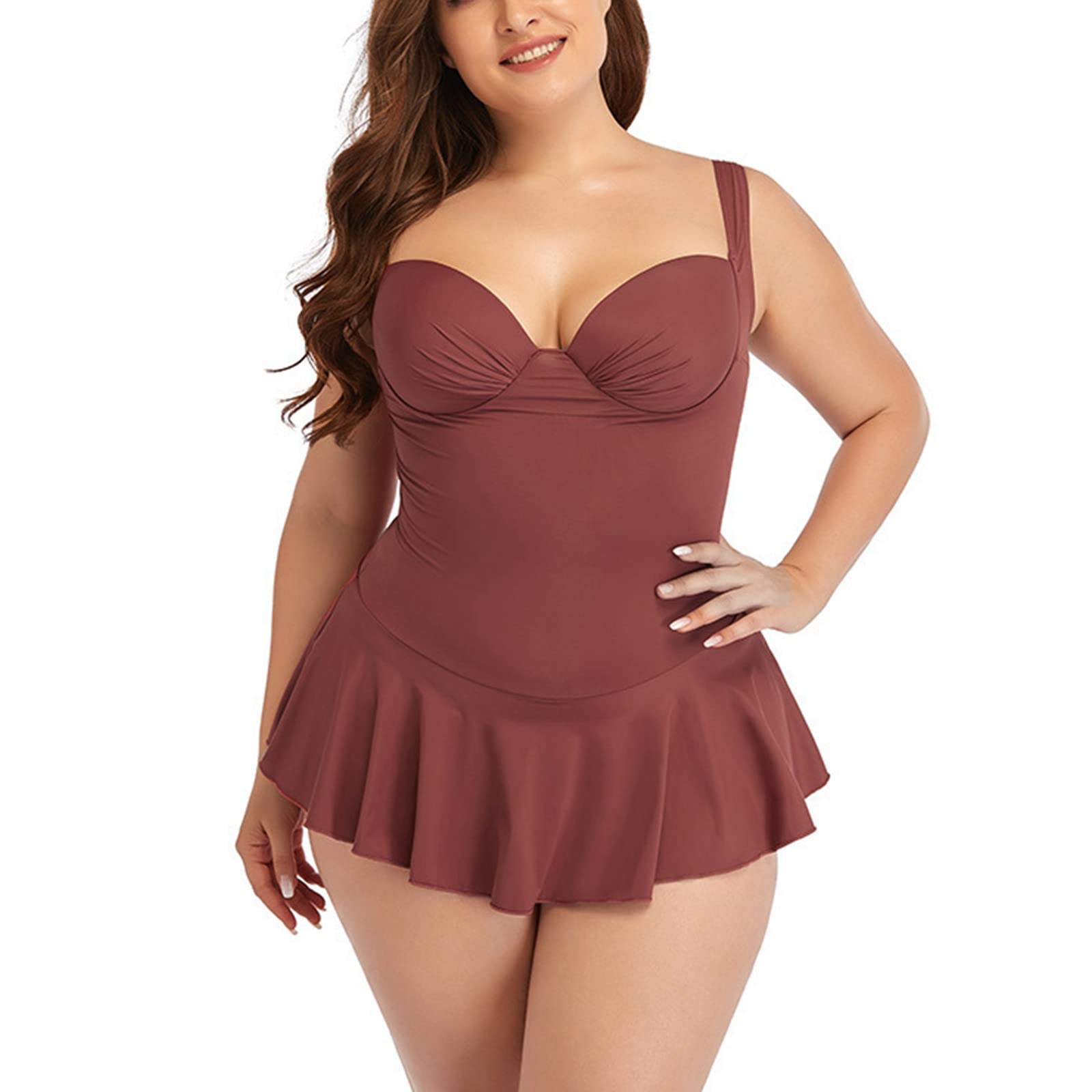 Generic Tanga Bikini Traje de baño con Estampado de Puntos de Color sólido Estilo Falda Grande Nueva para Mujer Bikini Talle Vintage Mujer