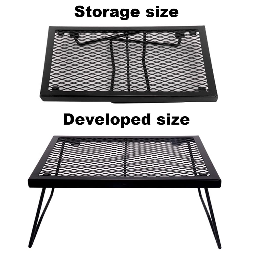 Parrilla plegable para fogata, parrilla de campamento resistente para campamento, parrilla plegable para barbacoa al aire libre, camping
