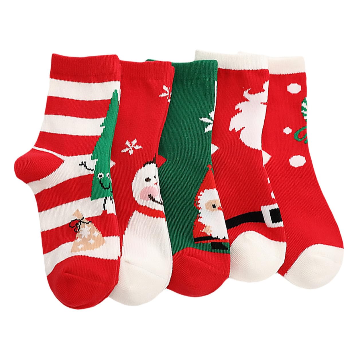 5paia Calzini Tema Natalizio Per Ragazzo Ragazza Ragazza Calzini Antifreddo Casual Leggeri e Traspiranti Design Natalizio Elastici Confortevoli Per Scuola Gioco e Tutti i Giorni