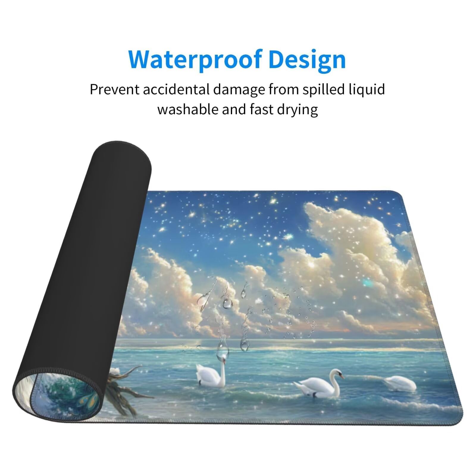 Biała podkładka pod mysz XXL paw mata na biurko 1600 x 800 x 3 mm zmywalna podkładka do gier na laptopa, z antypoślizgową gumową podkładką dla graczy, PC, pracowników biurowych Y517