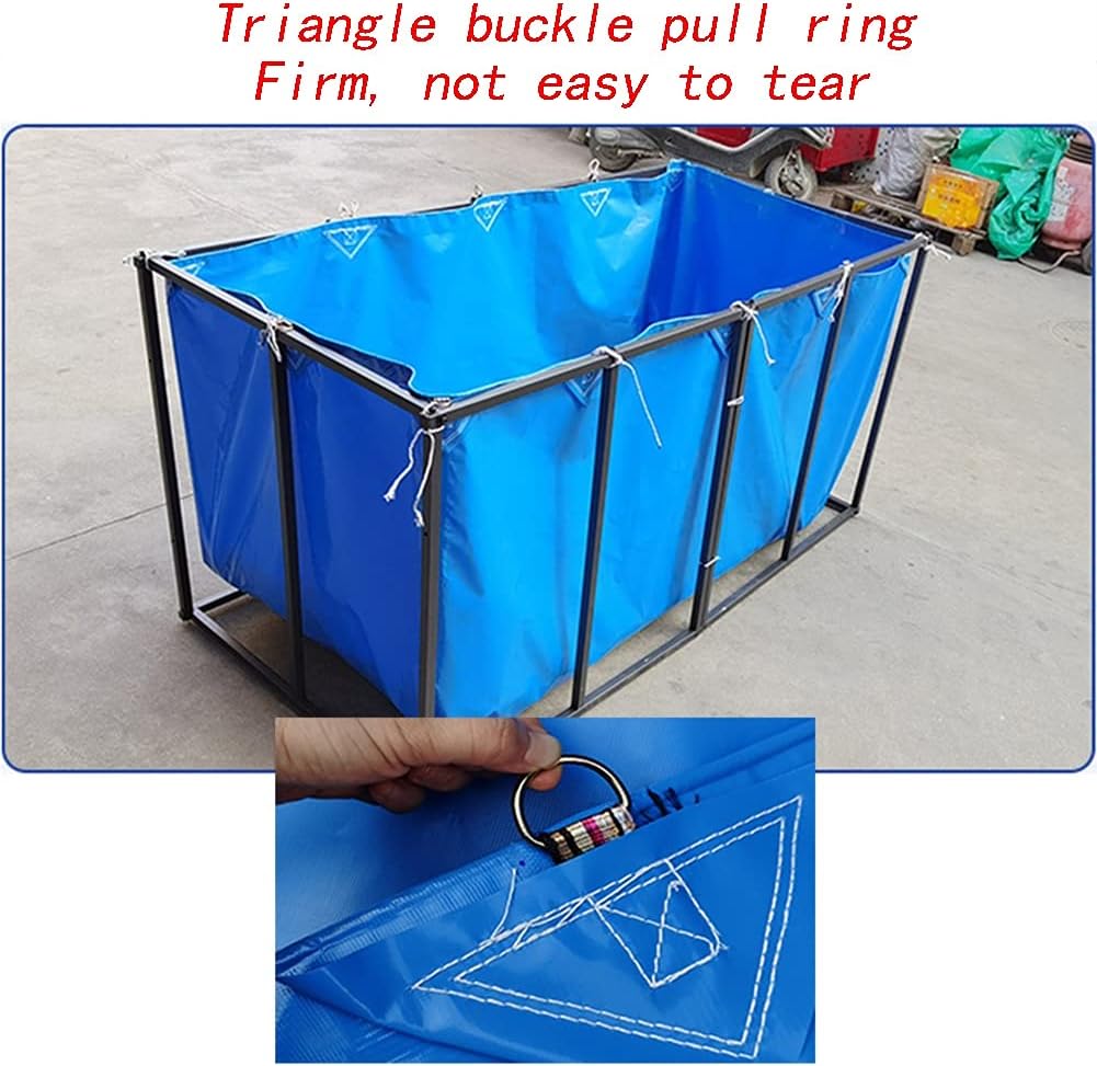 Aquaculture Water Tank Cistern Steel Frame Multifunction PVC Canvas,Durable Folding Fish Pond with Grommets, 0.45mm PVC Canvas, 400gsm Temporary Water Tank for Saltwater Fish, Koi, Turtles -