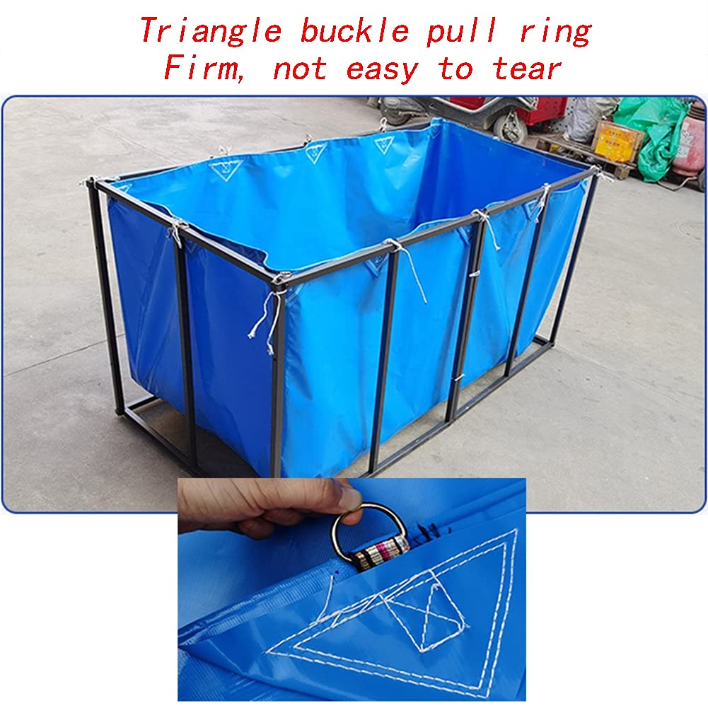 Fodera pieghevole per stagno di pesci con occhielli 0,45 mm serbatoio impermeabile in PVC per tartarughe Koi e pesci d'acqua salata durevole 400 gsm piscina blu 6x4x1 m soluzione di tenuta temporanea