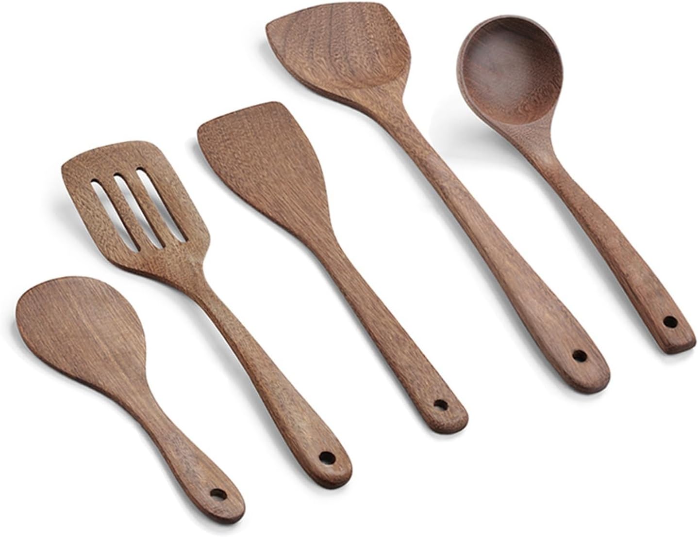 5 Pcs Kitchen Cooking Utensil Set – Wooden Kitchen Utensils for Nonstick Pans & Cookware – Wooden Spoons for Cooking, Sturdy, Lightweight & Heat Resistant