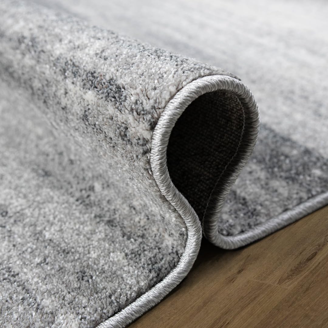 oKu-Tex Designer Teppich, Wohnzimmerteppich Mercur, weicher Webteppich grau meliert, modernes Design, 80 x 150 cm, Schadstofffrei nach Öko-Tex Standard 100