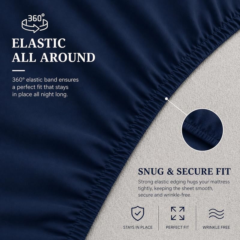 Image of Premium Waterproof Mattress Protector Cover Single Bed | Breathable Terry Cotton Bed Protector, Single Bed (72 X 36, 6 X 3 Feet - 2 to 10 inch - Royal Blue)