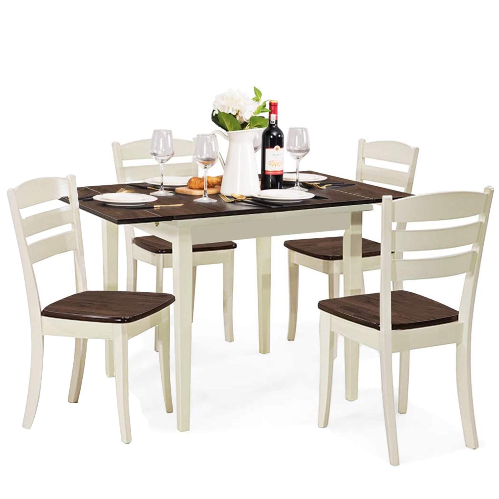 Buy Giantex 5Piece Dining Table Set with Folding op, Wood Kitchen