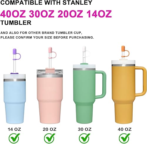 Miniatura 3 de Alwenid - 6 popotes de repuesto para Stanley 40, 30, 20, 14 onzas, puntas de silicona reutilizables con popotes transparentes, accesorios para