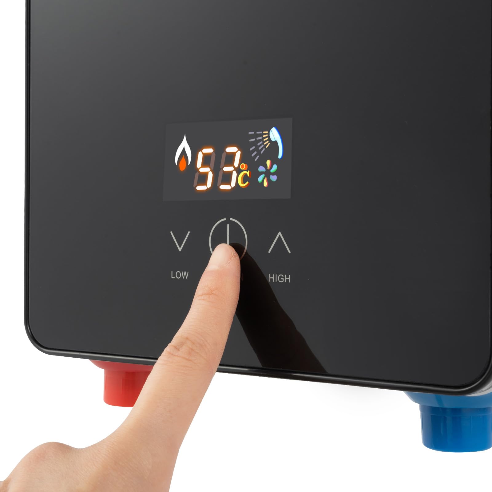 Scaldacqua istantaneo elettronico, display LED digitale della temperatura, scaldabagno istantaneo per cucina, bagno e casa, 220V 6500W (nero)