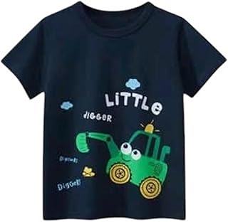 تيشرت أطفال قطن برسومات مرحة - تصميمات حيوانات وعربات رائعة للأطفال من ميزة