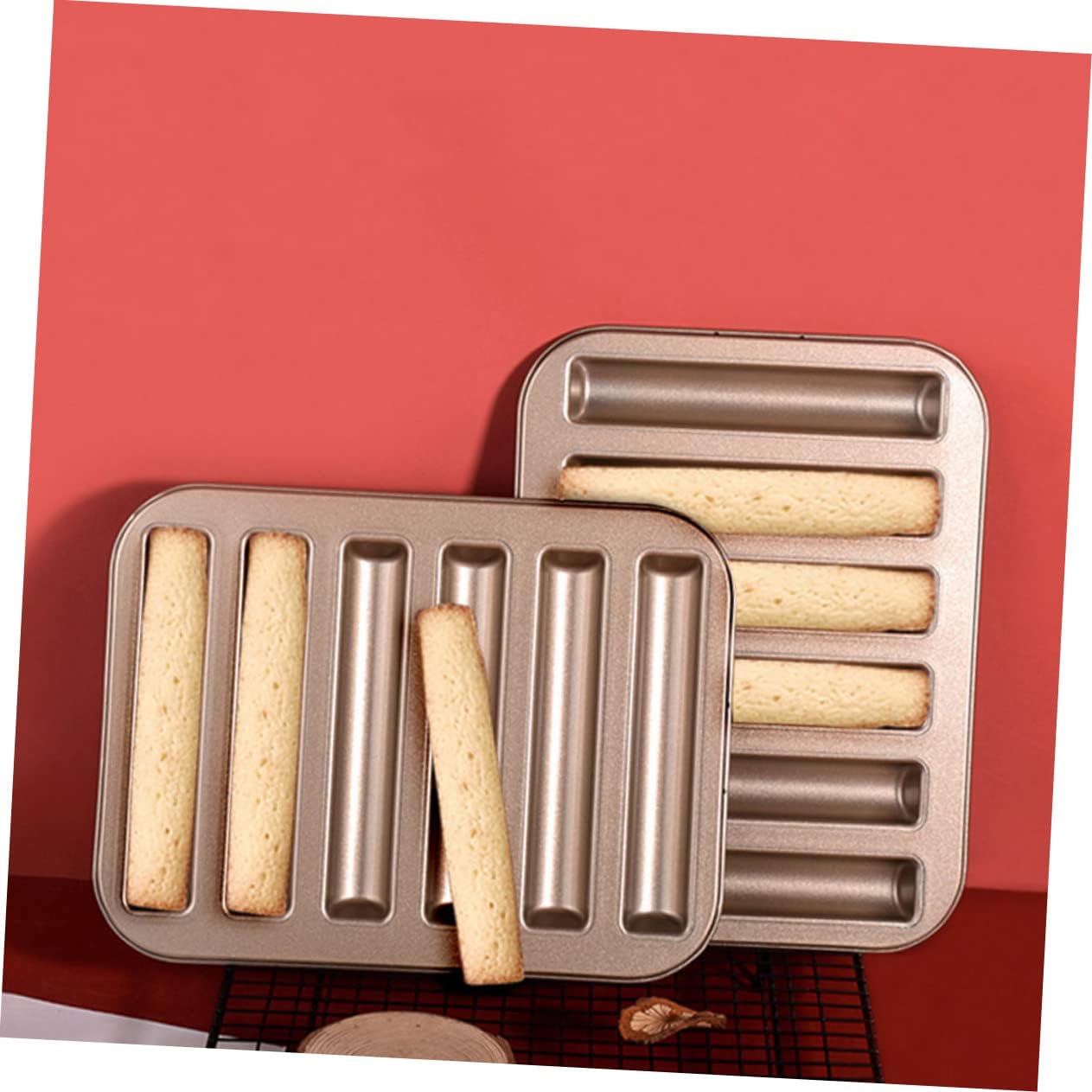 2Pcs Nonstick Long Strip Cake Molds Reusable Baking Molds for DIY Cookies Finger Biscuits for Home Kitchen Bakery Use Baking Accessory