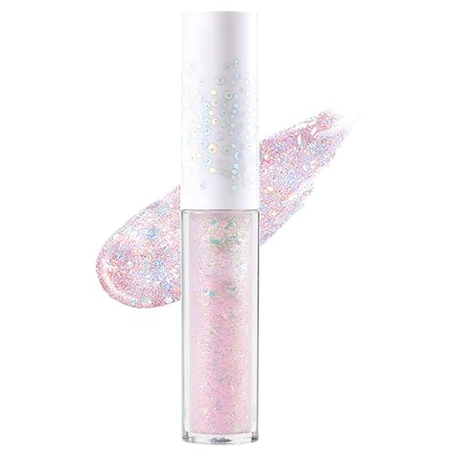 Erinde Sombra de ojos líquida con purpurina, sombra de ojos, pigmentada, larga duración, secado rápido, fácil de aplicar, pegamento de purpurina