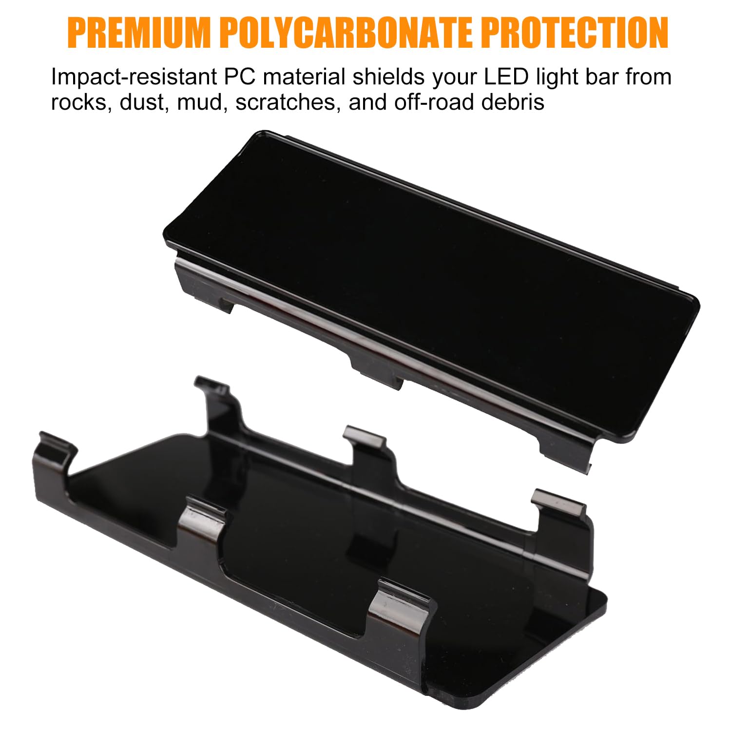 Zestaw osłon na obiektyw listwy świetlnej LED, czarne, poliwęglanowe zatrzaskowe osłony – 10 x 20 cm, ochronne, pyłoszczelne, odporne na zarysowania pokrowce na listwy świetlne do samochodów