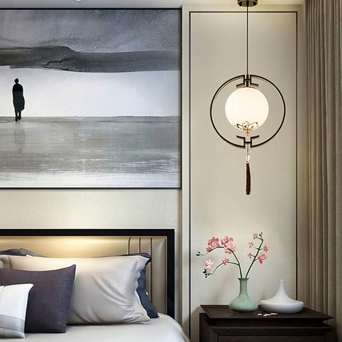 UDIIX Kroonluchter lichtpunt LED moderne hanglamp, moderne witte glazen kroonluchter lamp met kwastje accessoires, E27 voet, verstelbare hangende hoogte metalen hanglamp Compatible with eetkamer keukeneilan photo 3