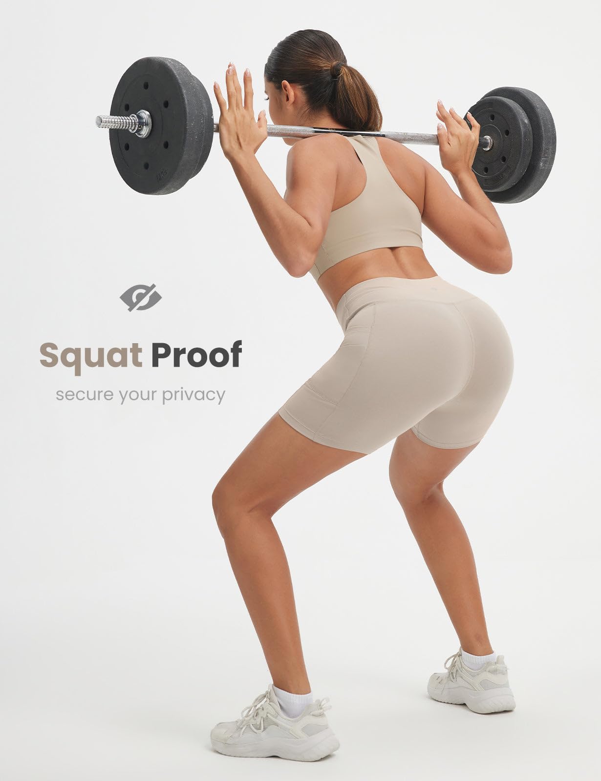 baleaf Szorty sportowe damskie, 15 cm, wysoki stan, joga, krótkie legginsy z kieszeniami, legginsy rowerowe, na lato, slim fit, spodenki treningowe