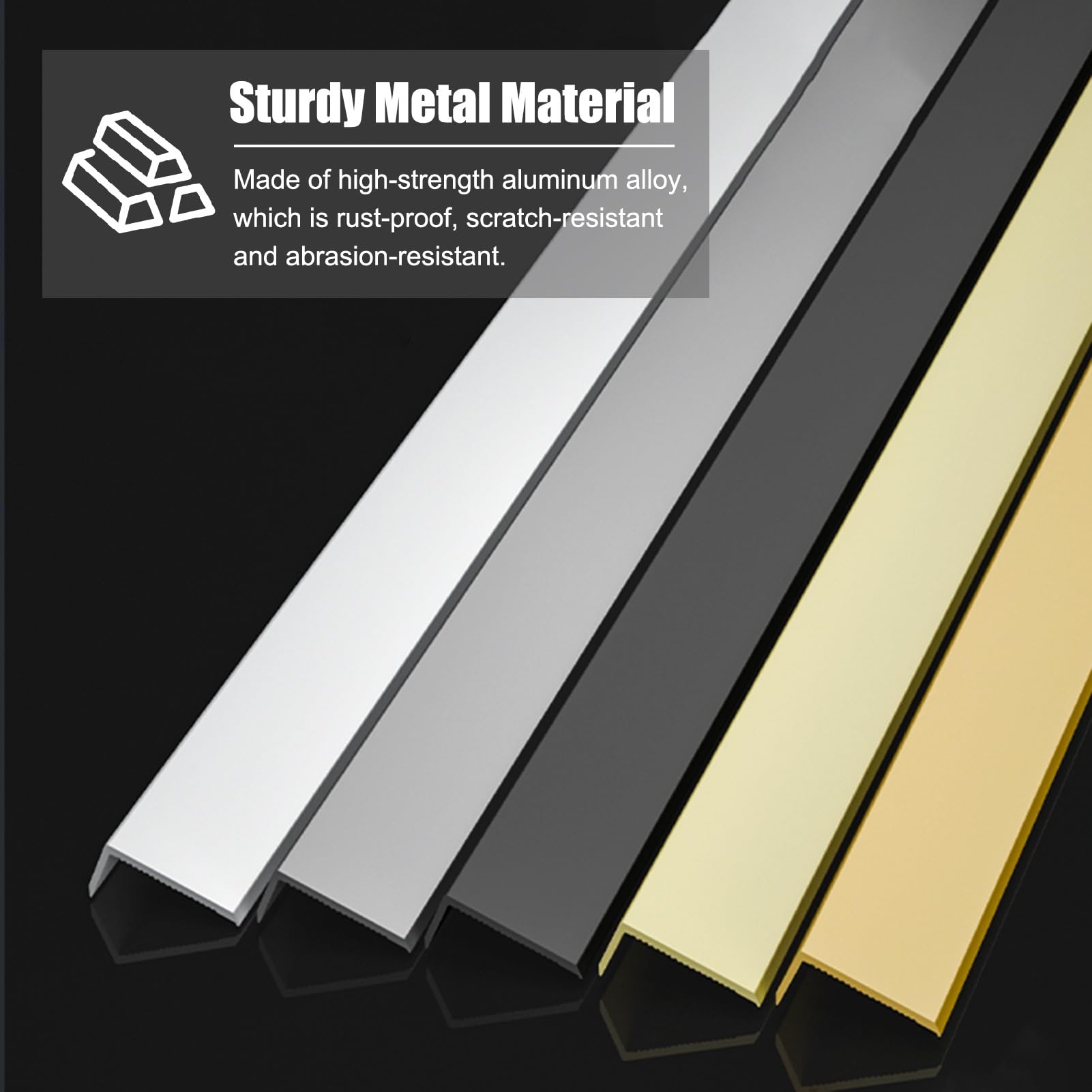 Tira de transición para Pisos, Protector de Borde de aleación de Aluminio para Pisos de Madera, 2026/1/2 Pulgada de Ancho, moldura de Borde para escaleras, Tira de peldaño de Vinilo en Forma