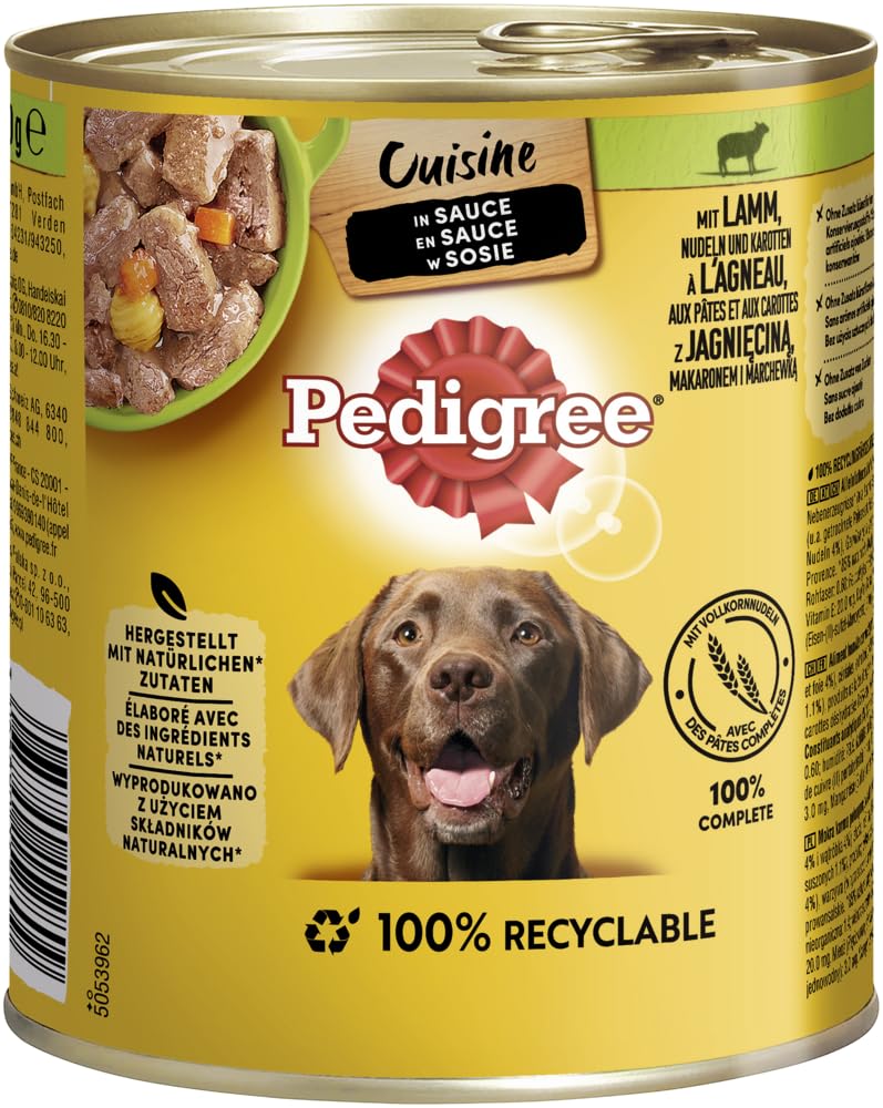 Pedigree Cuisine in Sauce - Pâtes d'agneau et carottes - 12 x 800 g - Nourriture humide pour chien