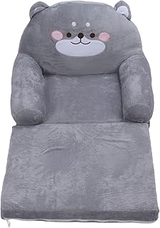 INIFLM Kids Couch, Portable Foldable Kids Sofa, Cartoon Gray Dog Style Fold Out Flip Out Kids Sofa Chair, Foldable Wide Handle Soft Toddler Chair, Pull Out Couch for Living Room Bedroom.(2 Layers)