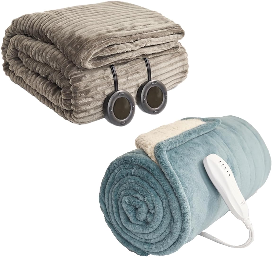 HOMISPRITE Heated Blanket King 100"x90" Grey and Heated