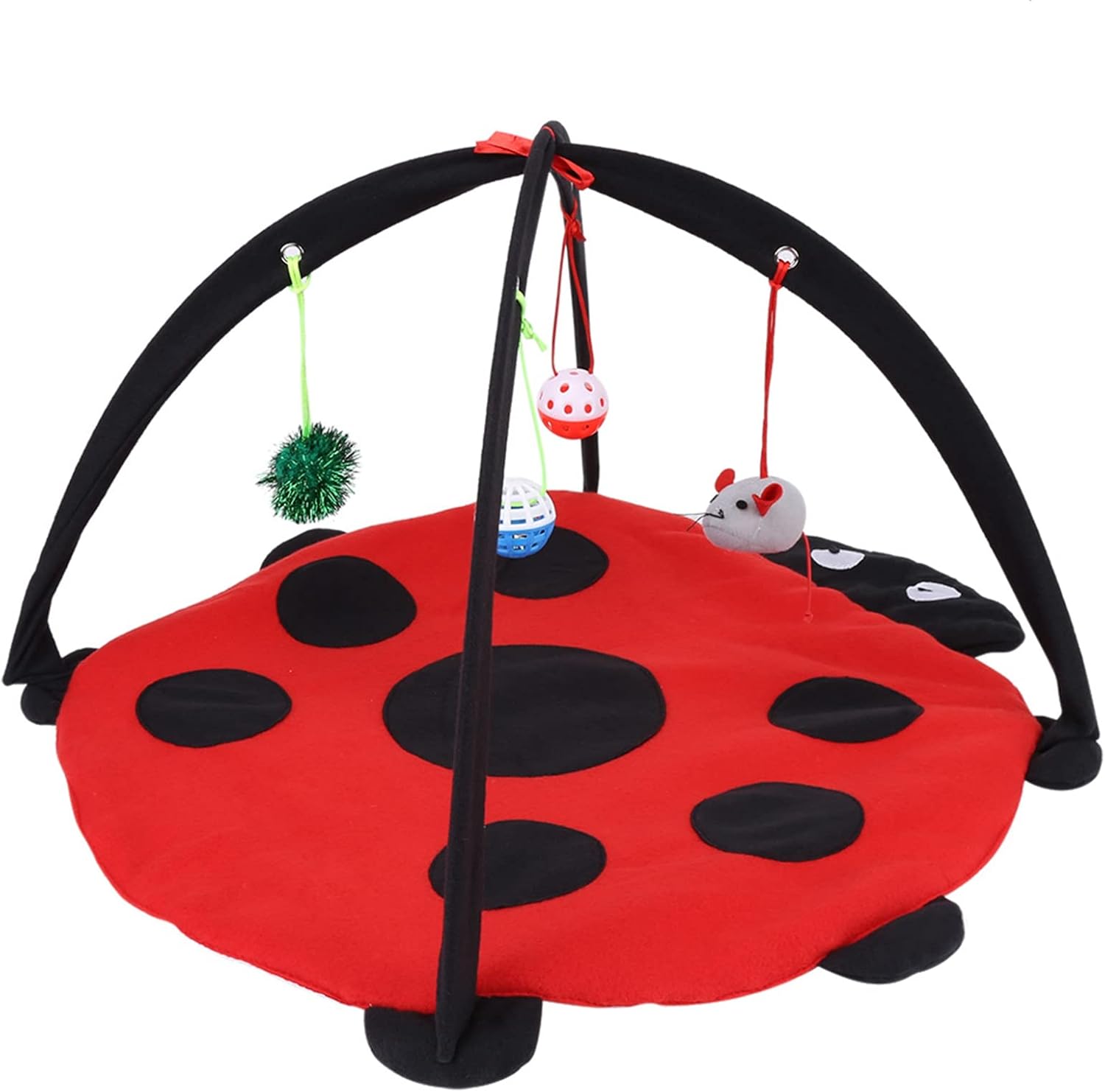 Foldable Cat Activity Play Mat Tent Multi Function Pet Bed with Hanging Toy Balls Cat Activity Center with Hanging Toy Balls Pet Bed with Hanging Toy Balls